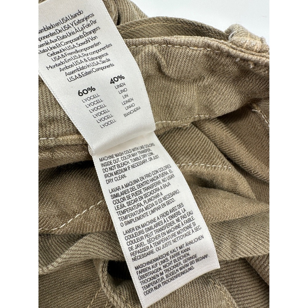 MOTHER The Chute Paperbag Shorts Olive Green High Waist Tie Belt Womens 26 - Picture 9 of 14